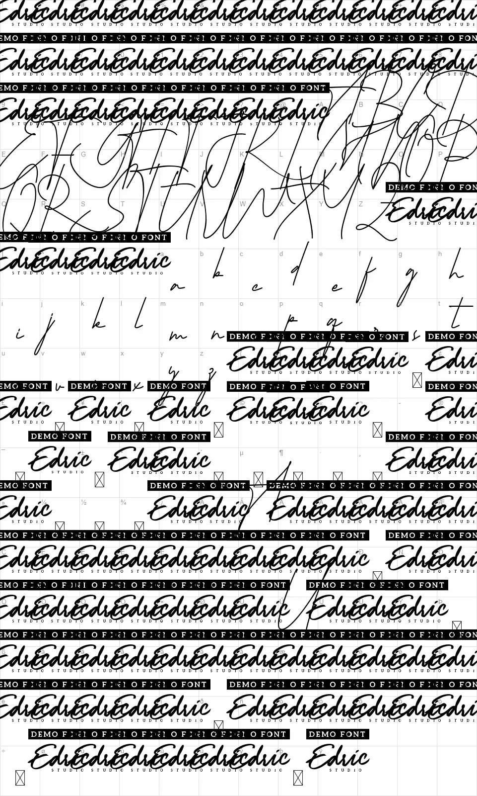 Salisburyfont character map