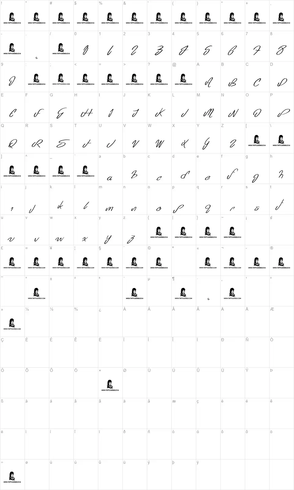 Sea Reeffont character map