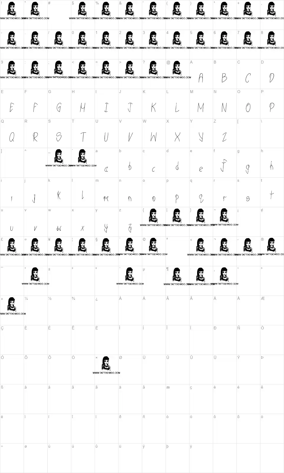 Seasons Greetingsfont character map