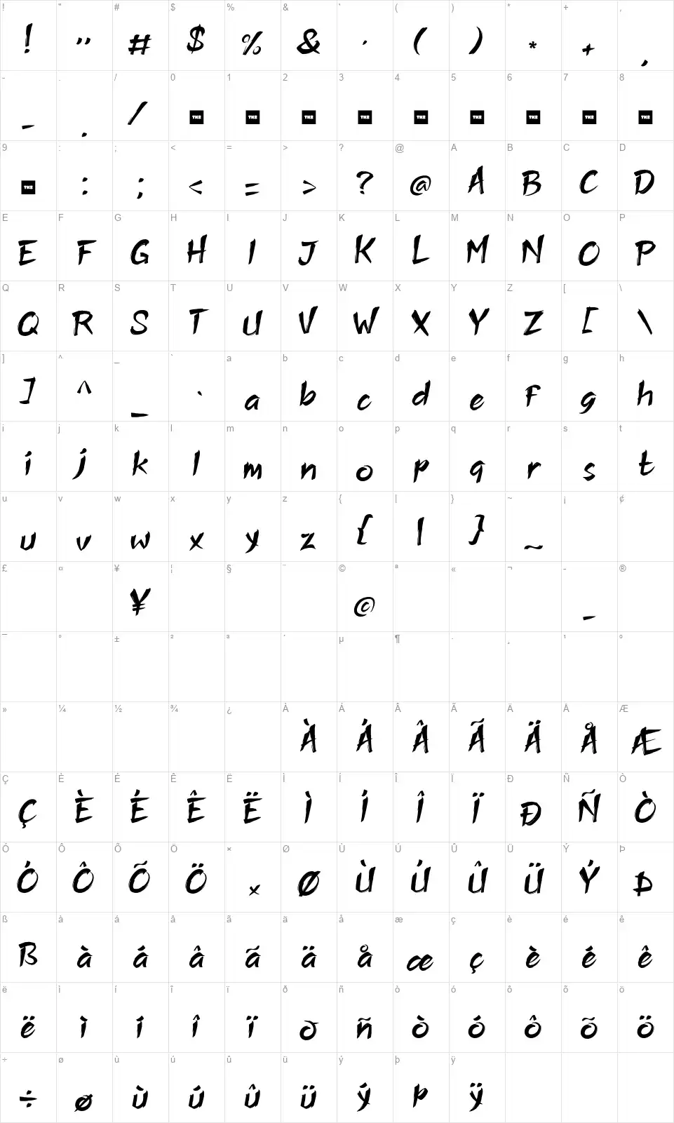 Shadow Whisper Mapa de caracteres Shadow Whisperfont character map