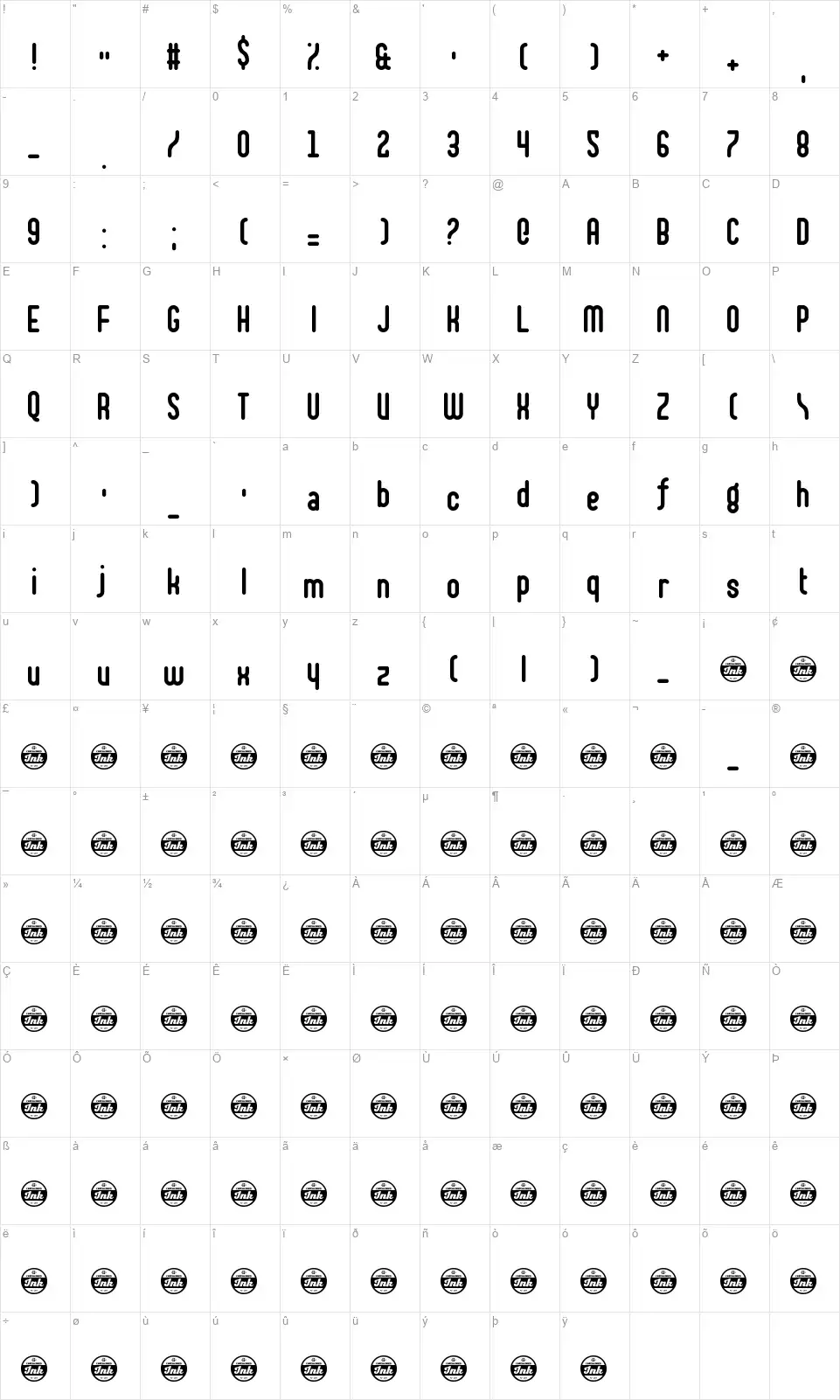 Shake Your Plumsfont character map