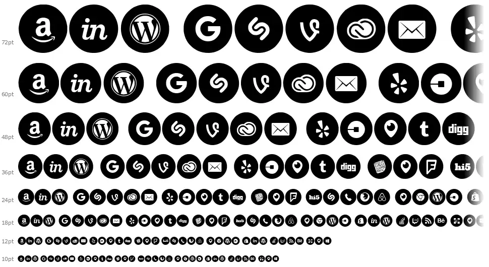 Social Media Circledfont waterfall