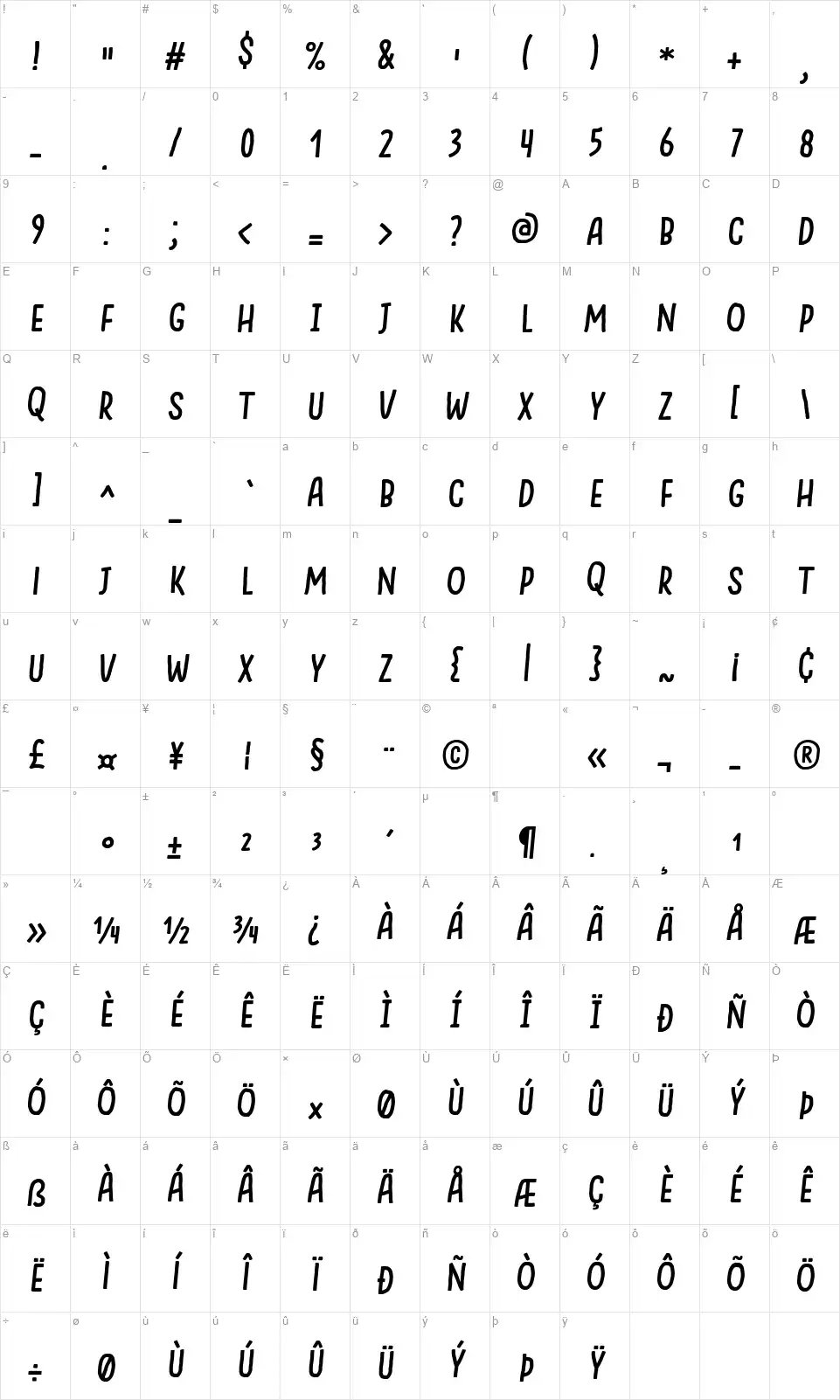 Something Looks Naturalfont character map