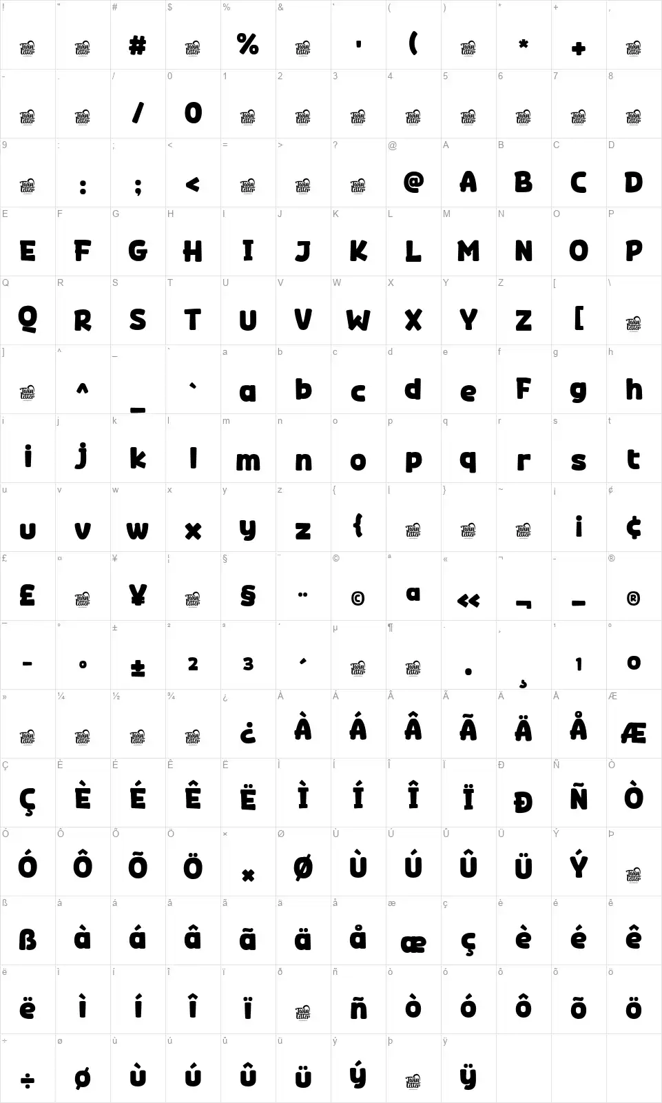 Soo Chlatofont character map