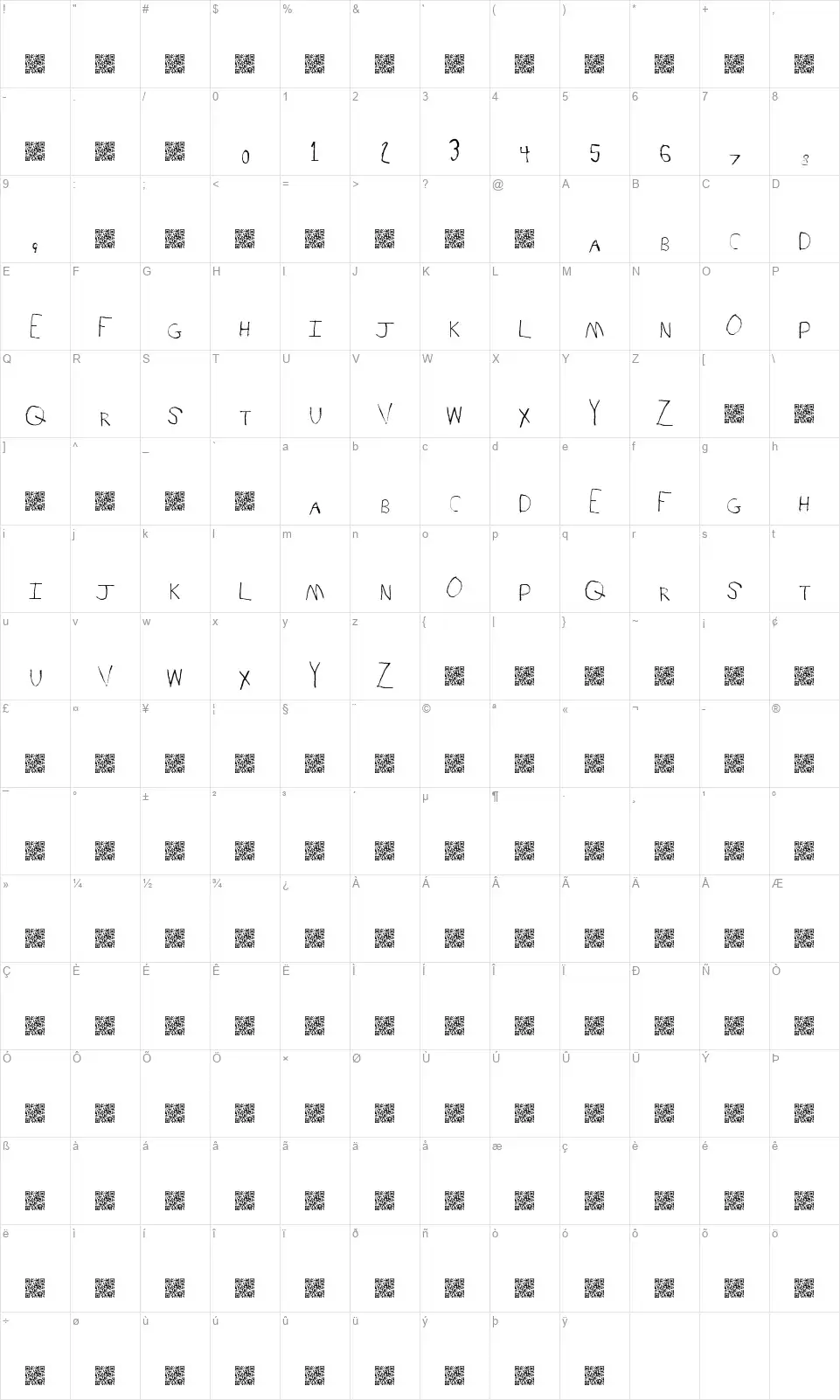 Spring Racesfont character map
