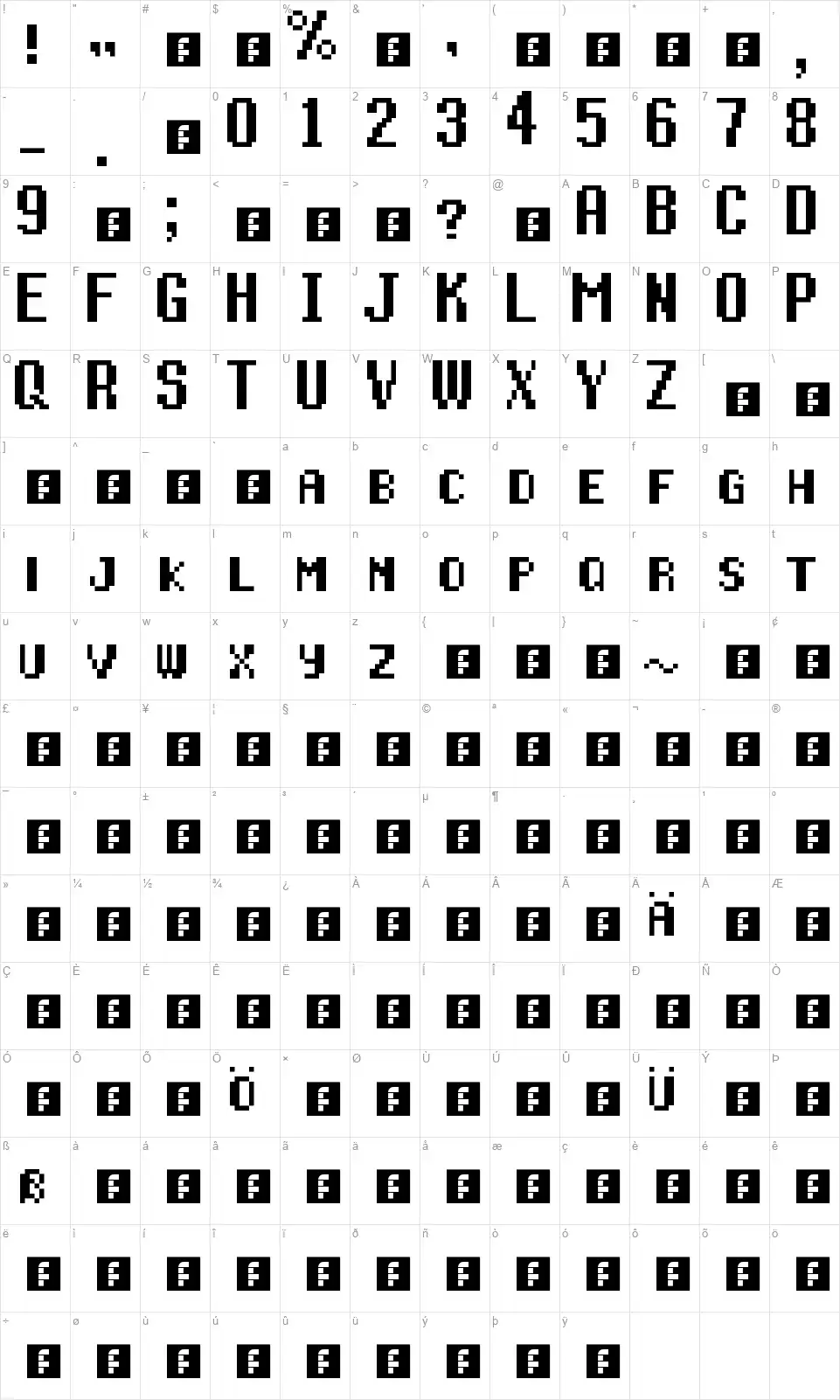 Star Fox/Starwingfont character map