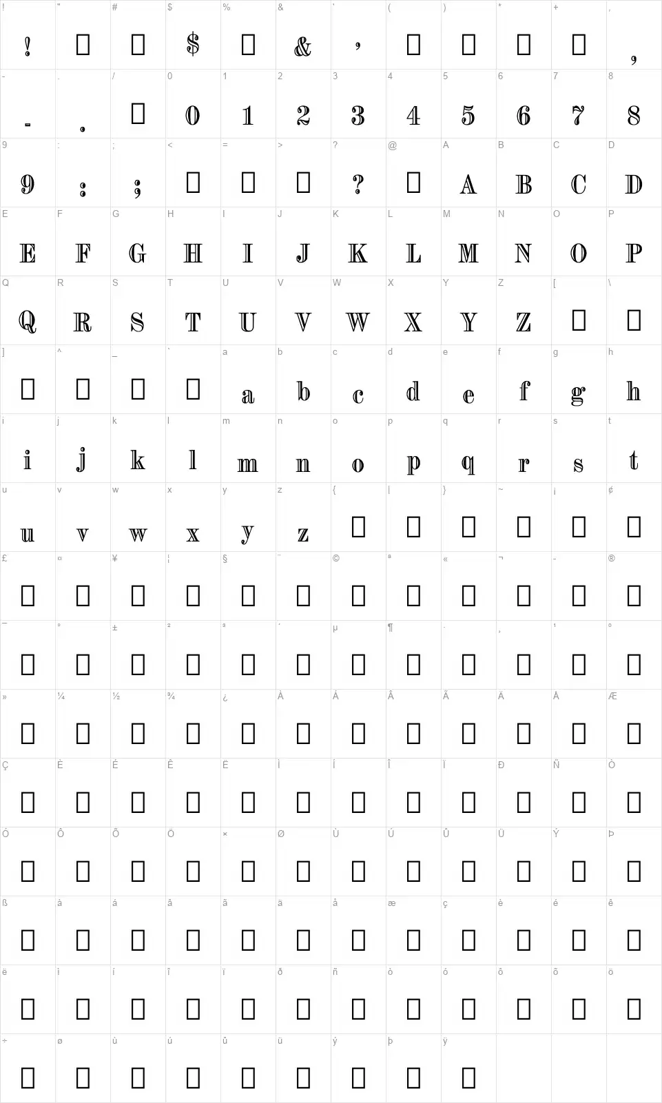 Style 1,537 Mapa de caracteres Style 1,537font character map