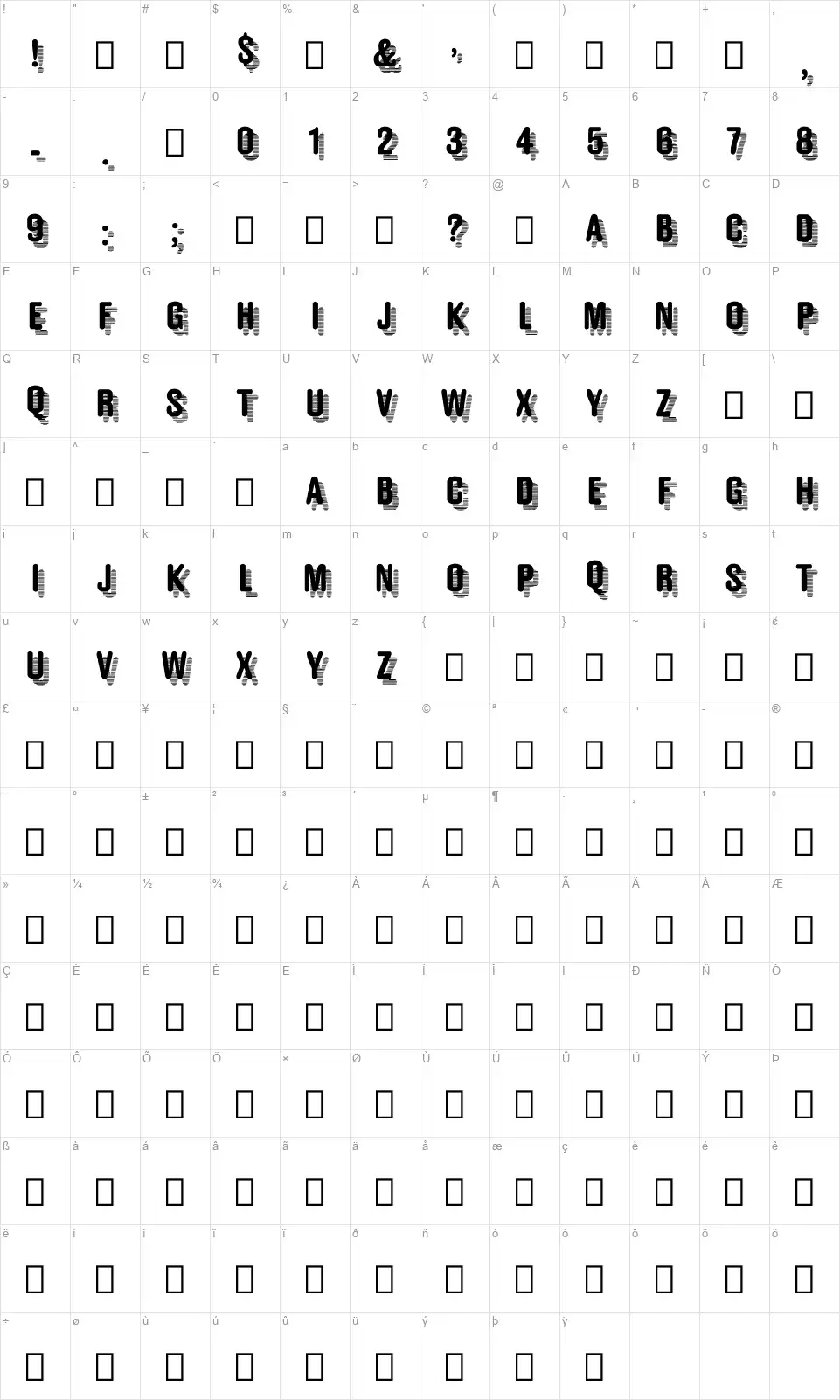Style 867 Mapa de caracteres Style 867font character map