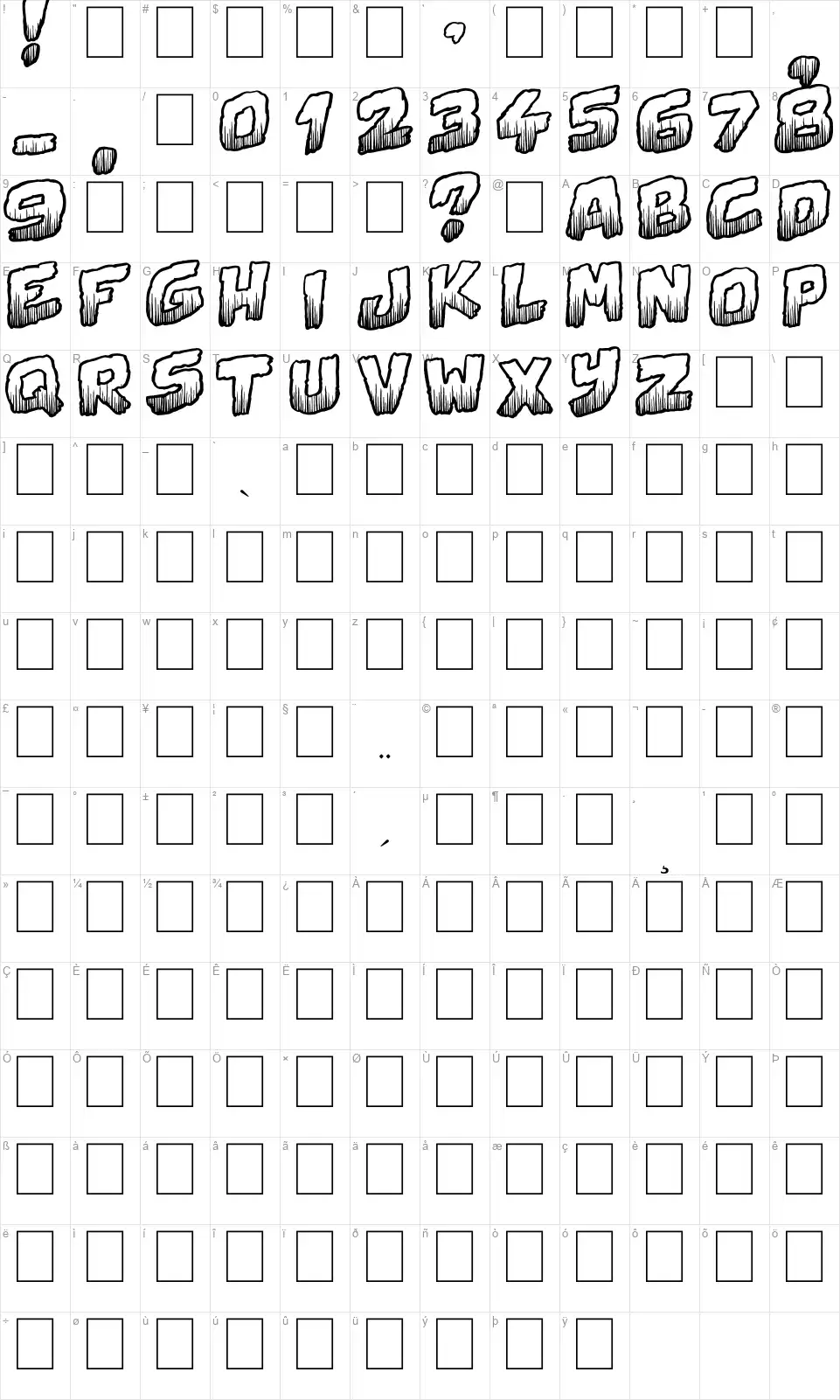 Swamp Deathfont character map