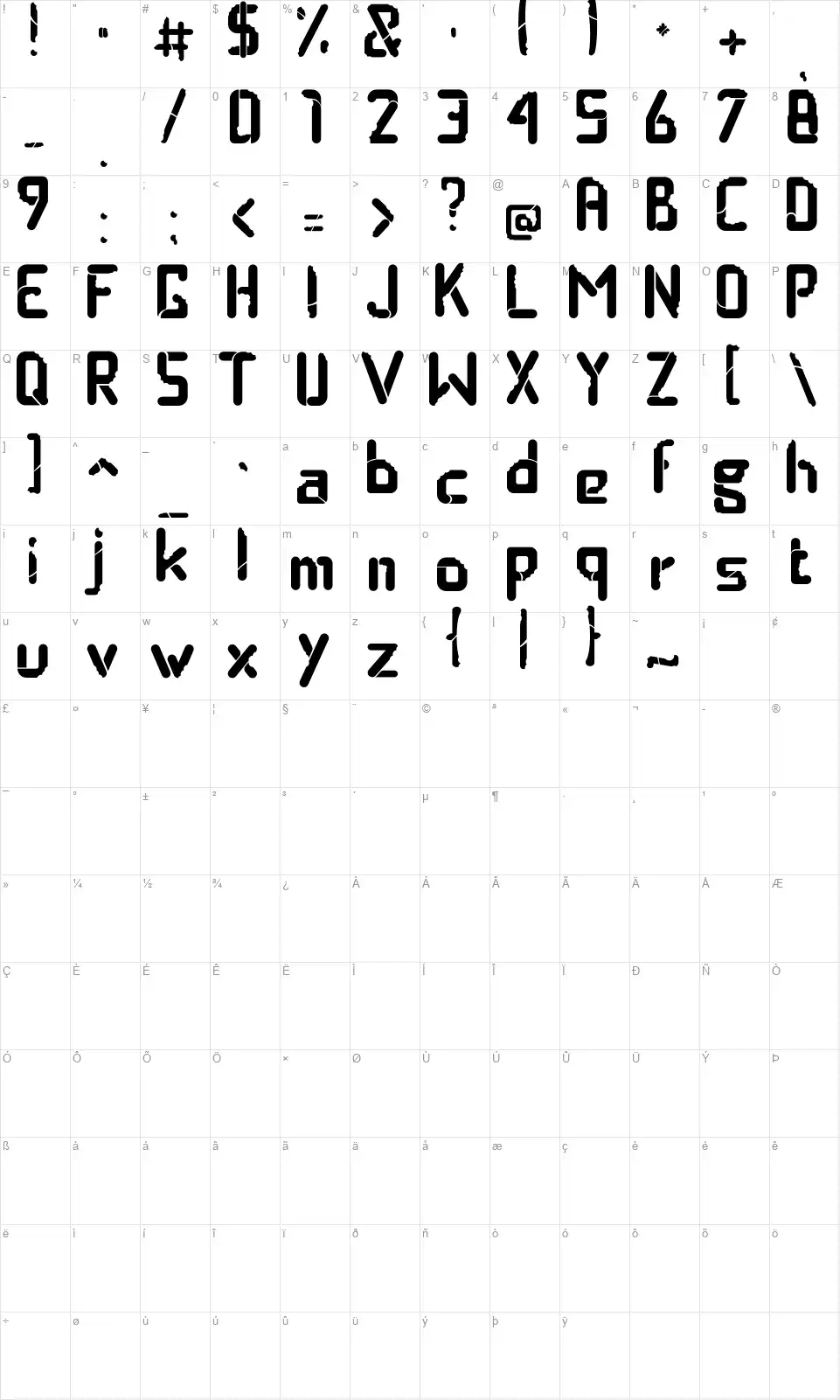 Taste Of Traditionfont character map