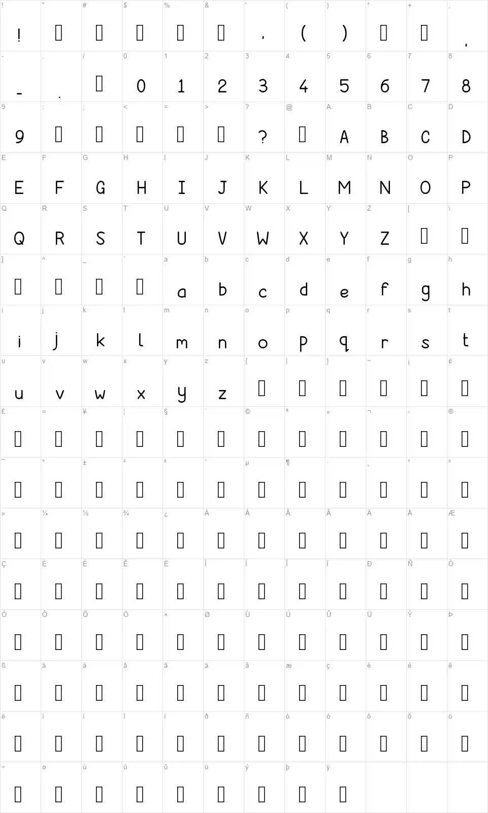 The Students Teacherfont character map