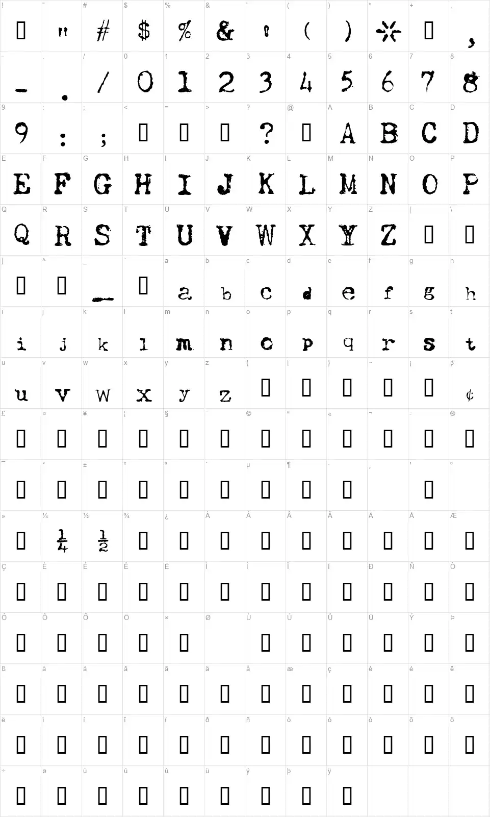 UWJack8font character map