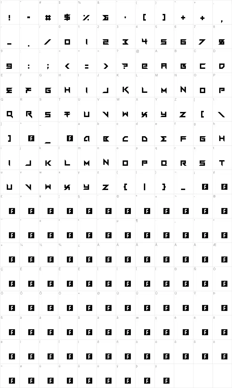 Vermin Vibes Mertfont character map