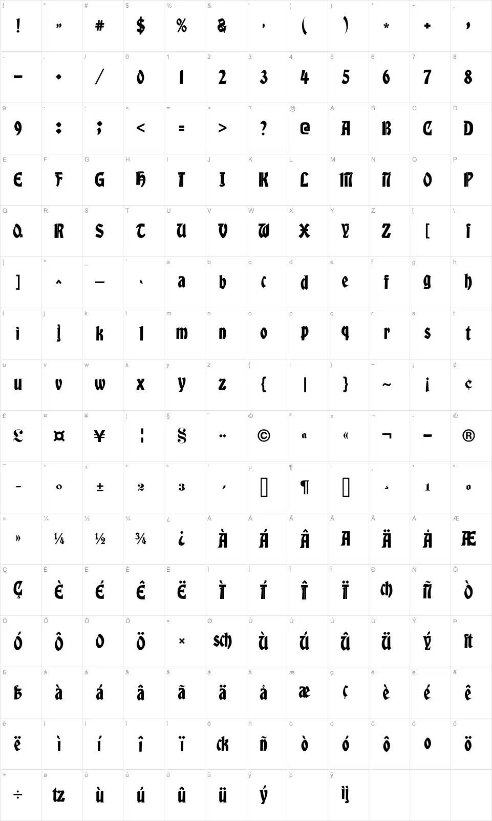 Victorian Free Ornaments Mapa de caracteres Victorian Free Ornamentsfont character map