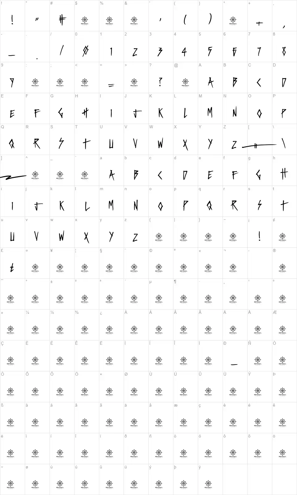Violent Desirefont character map