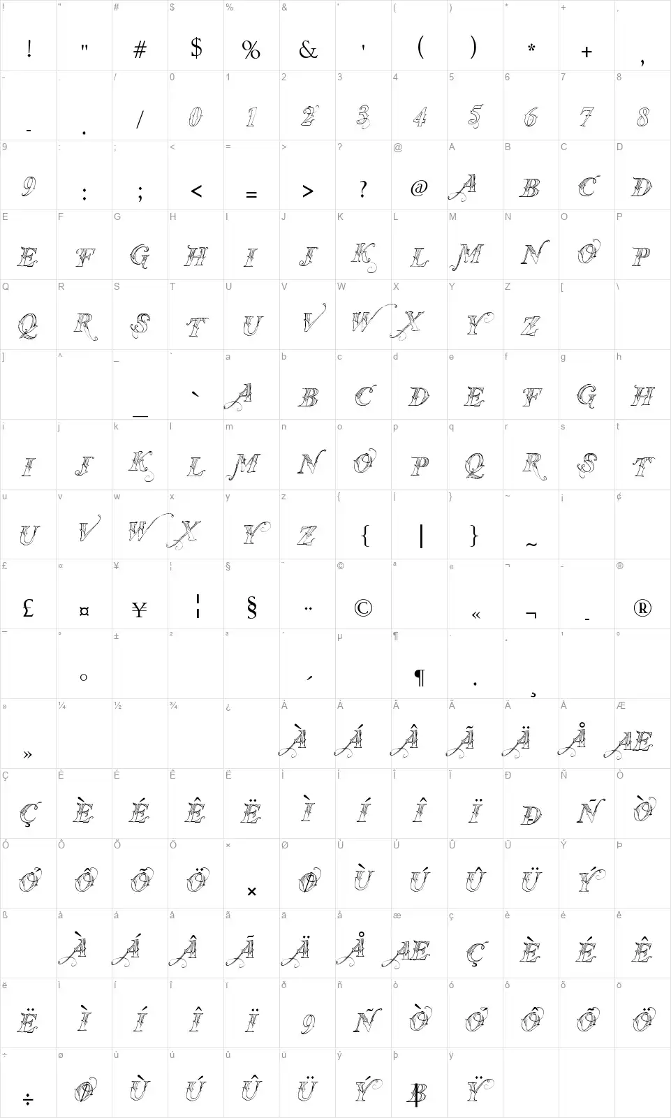 Vtks Thanks Youfont character map