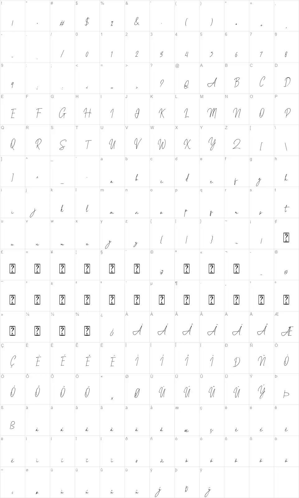 Walcottefont character map