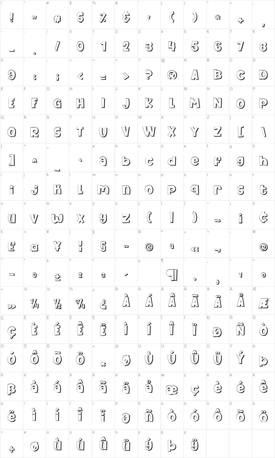 We Are Allstarfont character map