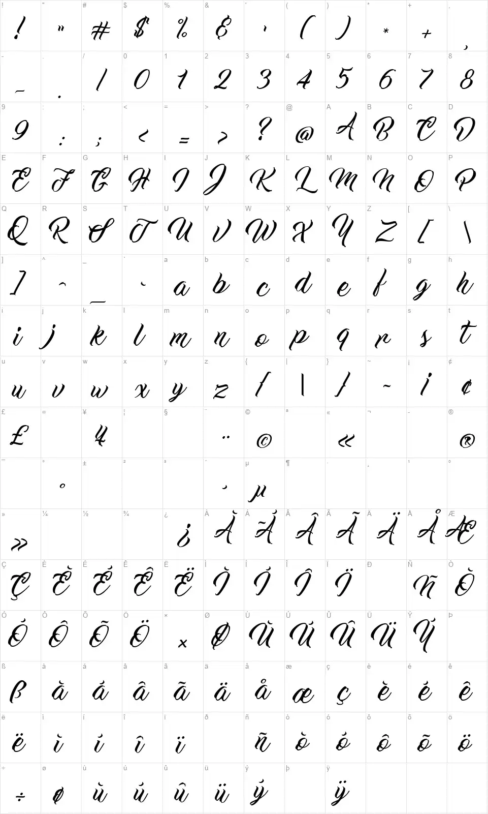 Work In Progressfont character map