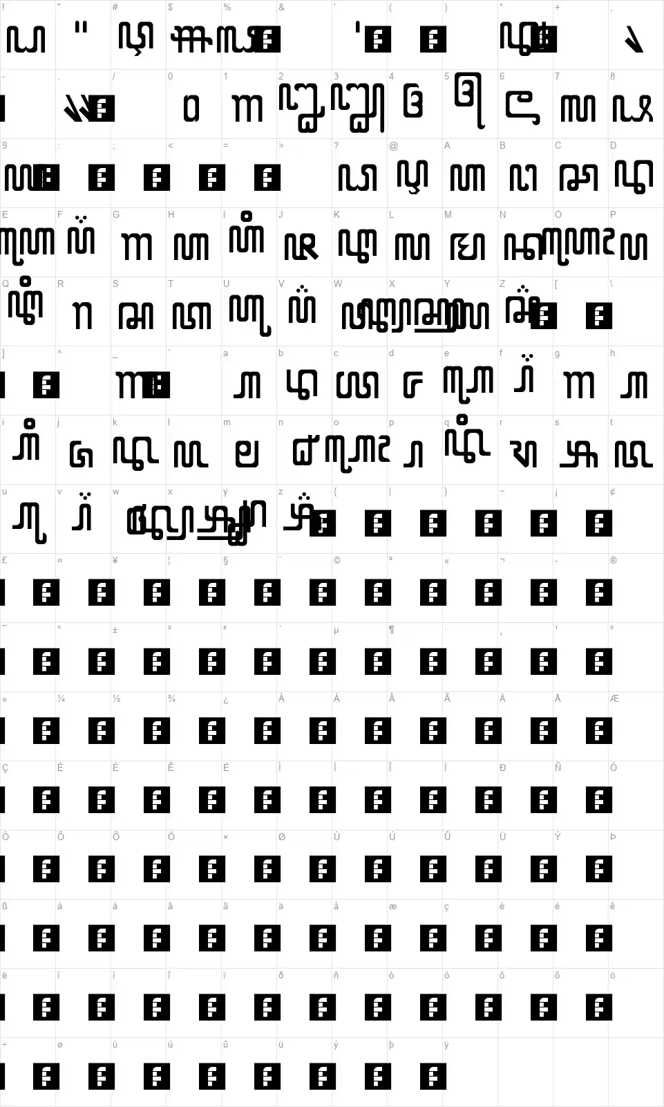 X Code from Eastfont character map