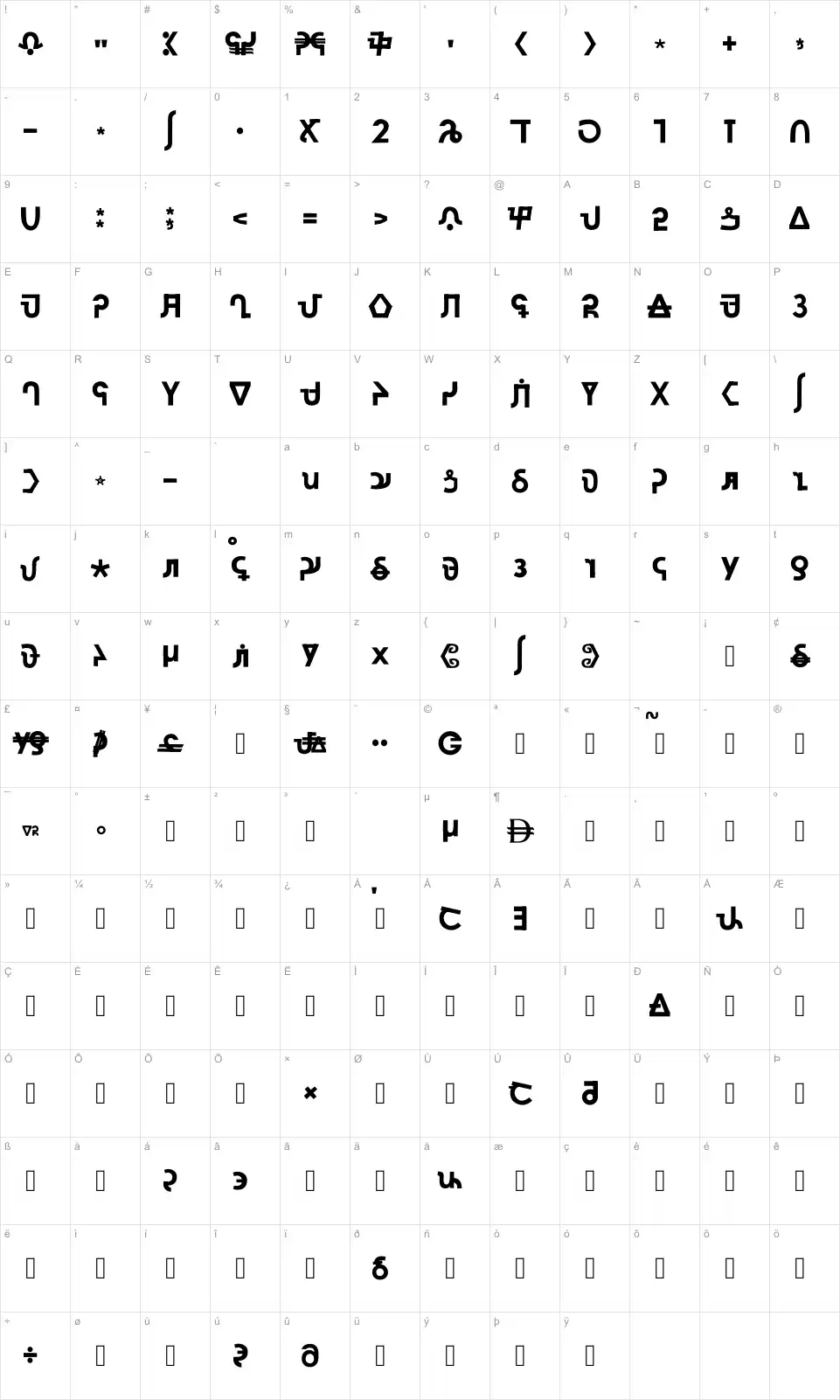 Xara Sans Kanis Mapa de caracteres Xara Sans Kanisfont character map