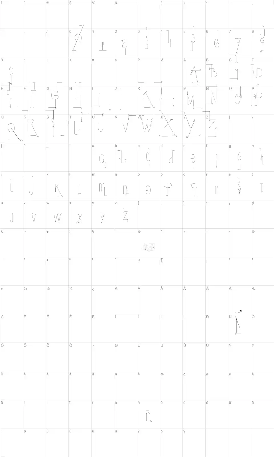 YolAsmfont character map